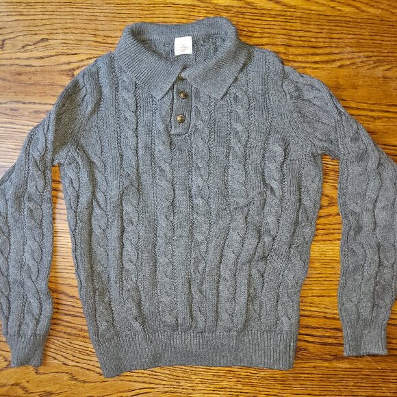 Analogies by lil legs grey cable knit polo sweater, size 7 and 8 - Picture 1 of 2